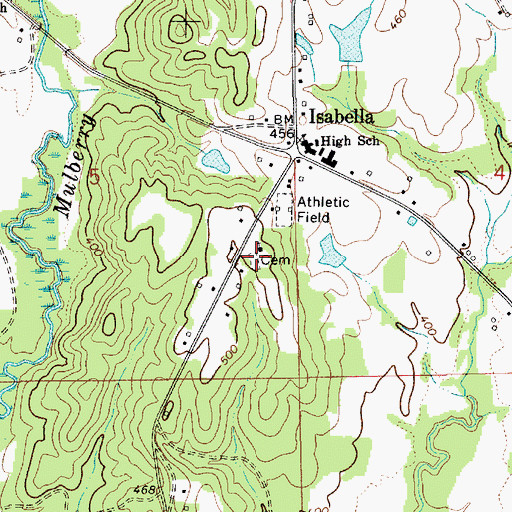 Topographic Map of Isabella Cemetery, AL