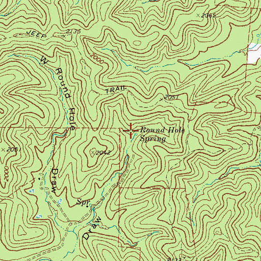 Topographic Map of Round Hole Spring, TX