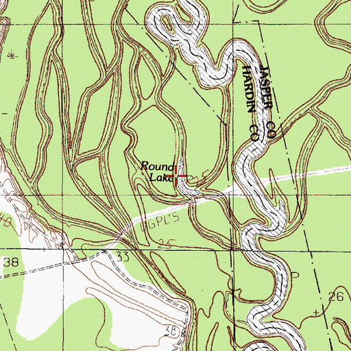 Topographic Map of Round Lake, TX