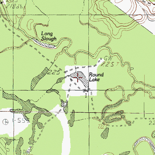 Topographic Map of Round Lake, TX