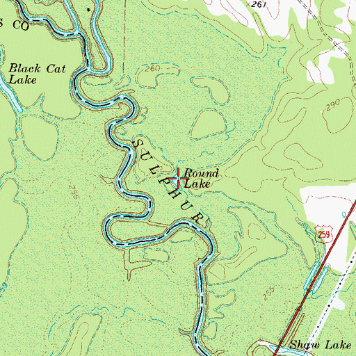 Topographic Map of Round Lake, TX