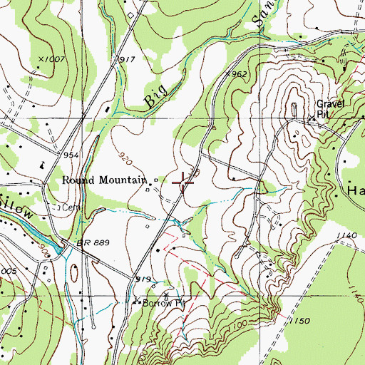Topographic Map of Round Mountain, TX