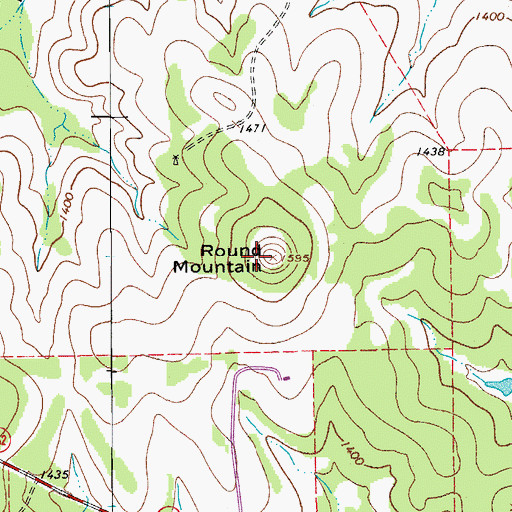 Topographic Map of Round Mountain, TX
