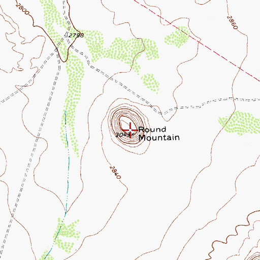 Topographic Map of Round Mountain, TX