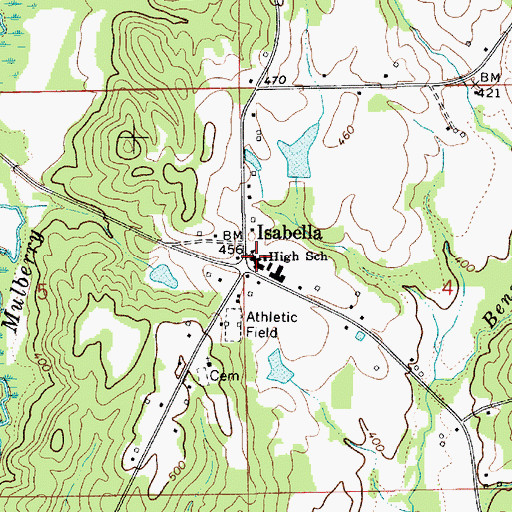 Topographic Map of Isabella High School, AL