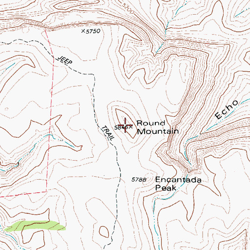 Topographic Map of Round Mountain, TX