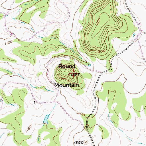 Topographic Map of Round Mountain, TX