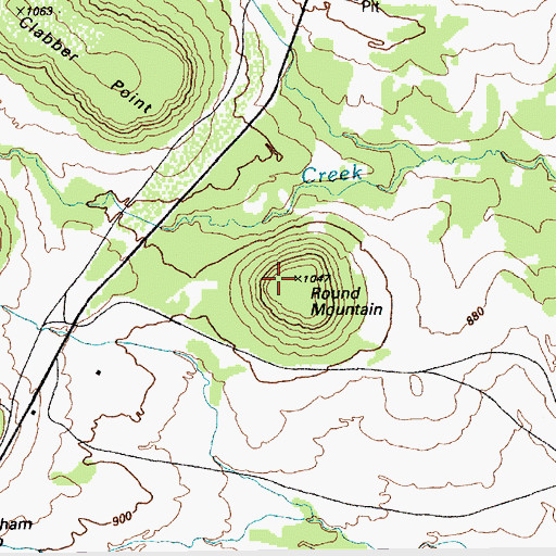 Topographic Map of Round Mountain, TX