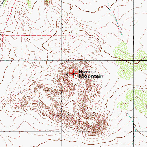 Topographic Map of Round Mountain, TX