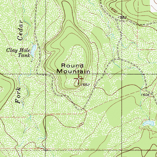 Topographic Map of Round Mountain, TX