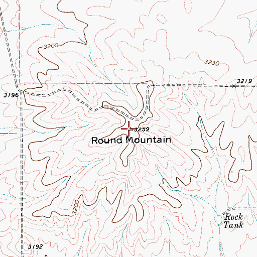 Topographic Map of Round Mountain, TX