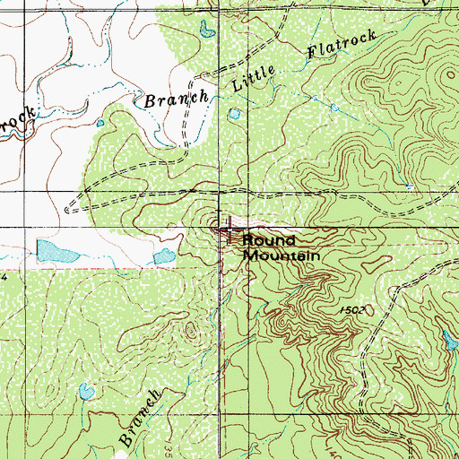 Topographic Map of Round Mountain, TX