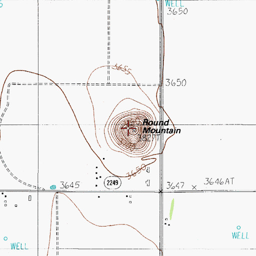 Topographic Map of Round Mountain, TX