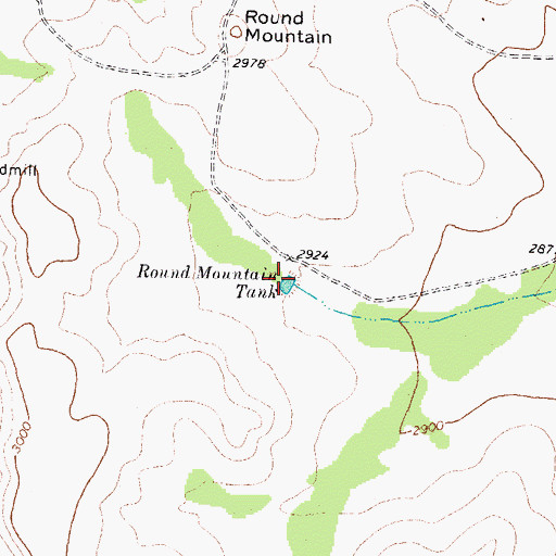 Topographic Map of Round Mountain Tank, TX