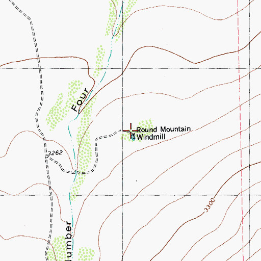 Topographic Map of Round Mountain Windmill, TX