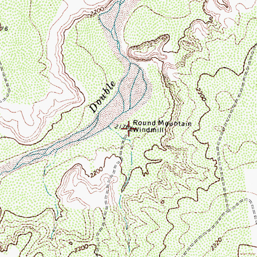 Topographic Map of Round Mountain Windmill, TX