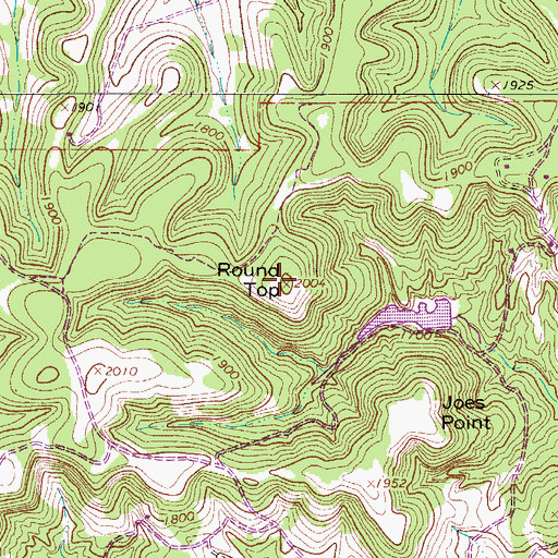 Topographic Map of Round Top, TX
