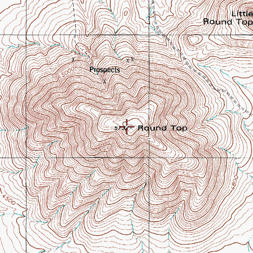 Topographic Map of Round Top, TX