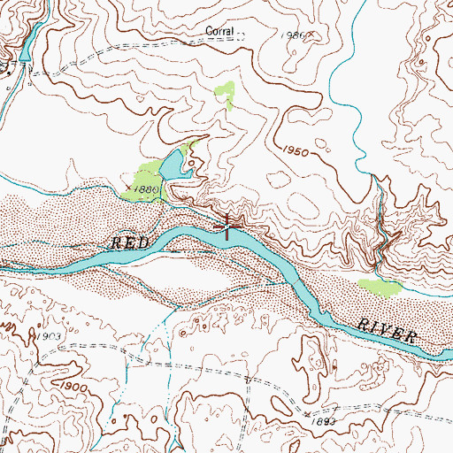 Topographic Map of Roundup Creek, TX