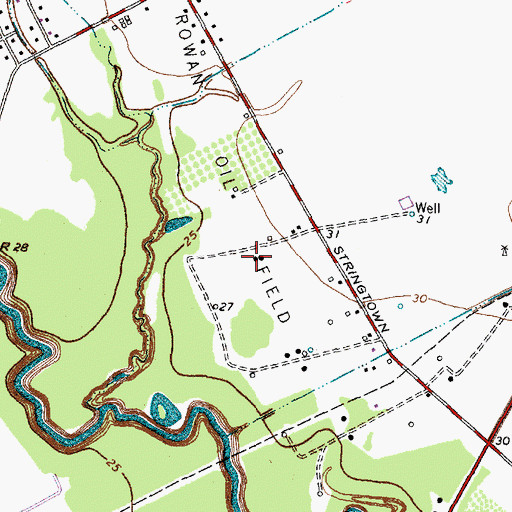 Topographic Map of Rowan Oil Field, TX