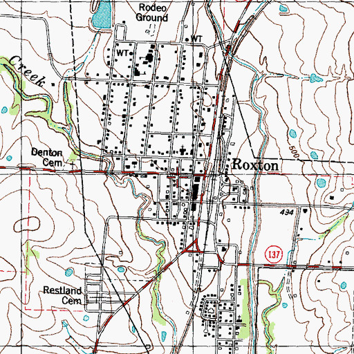 Topographic Map of Roxton, TX
