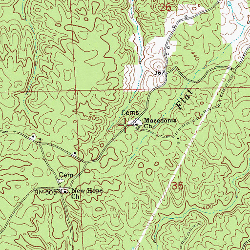 Topographic Map of Macedonia School (historical), AL