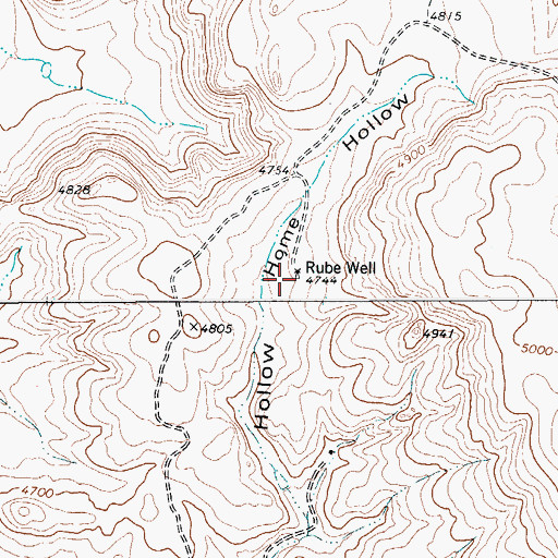Topographic Map of Rube Well, TX