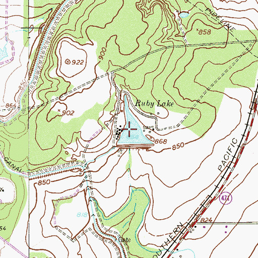 Topographic Map of Ruby Lake, TX