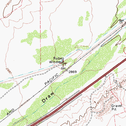 Topographic Map of Rueben Windmill, TX