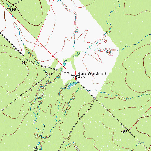 Topographic Map of Ruiz Windmill, TX