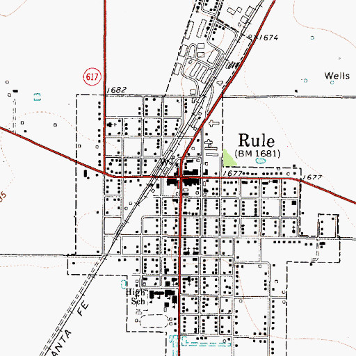 Topographic Map of Rule, TX