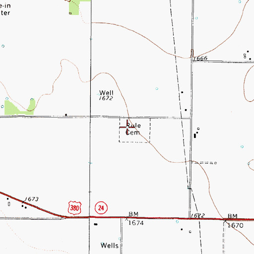 Topographic Map of Rule Cemetery, TX