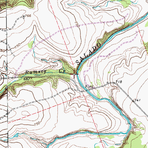 Topographic Map of Rumsey Creek, TX