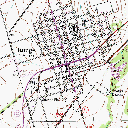 Topographic Map of Runge, TX