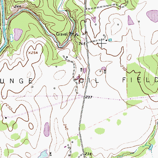 Topographic Map of Runge Oil Field, TX
