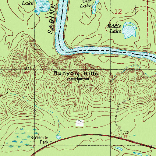 Topographic Map of Runyon Hills, TX