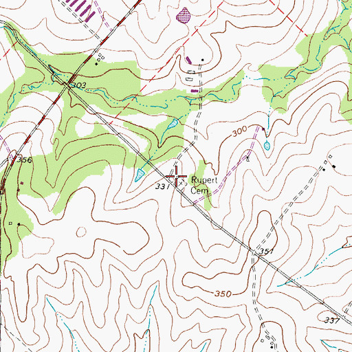 Topographic Map of Rupert Cemetery, TX