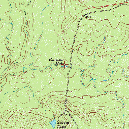 Topographic Map of Rusaias Hole, TX