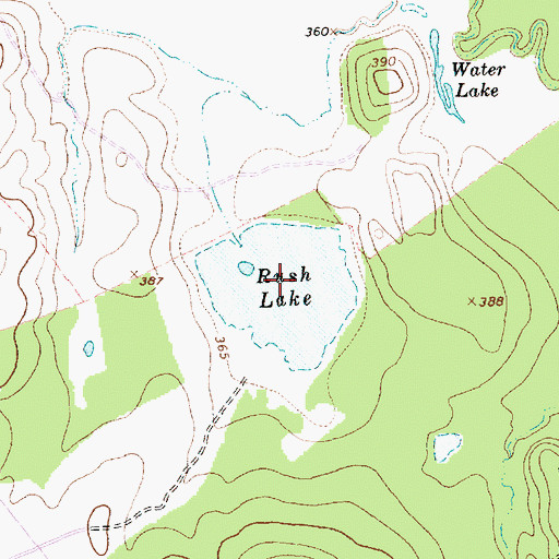 Topographic Map of Rush Lake, TX