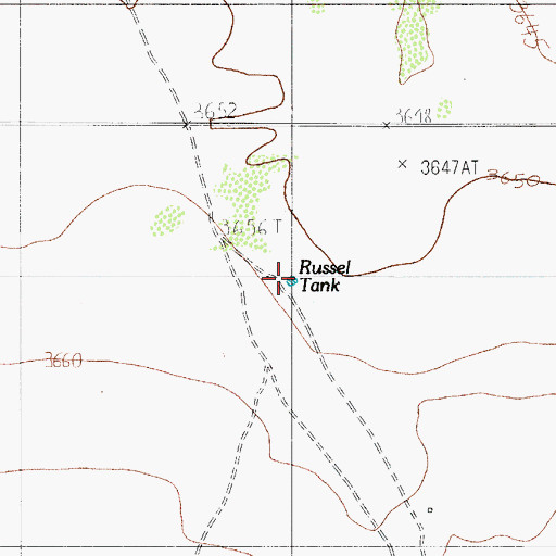 Topographic Map of Russel Tank, TX