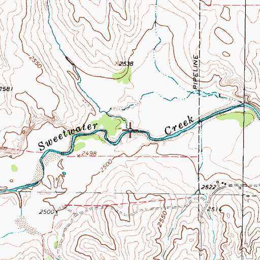 Topographic Map of Russell Creek, TX