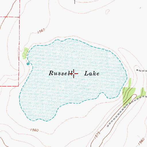 Topographic Map of Russell Lake, TX