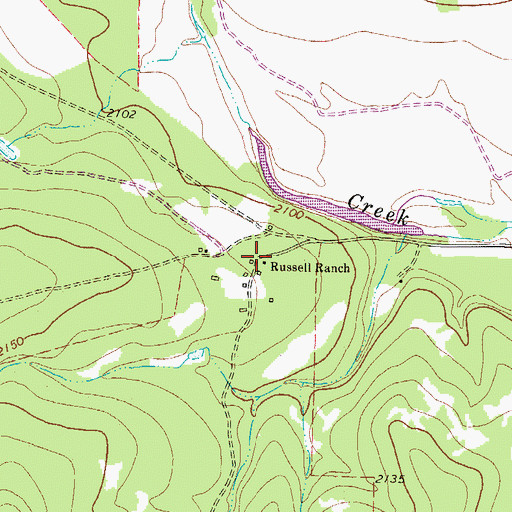 Topographic Map of Russell Ranch, TX