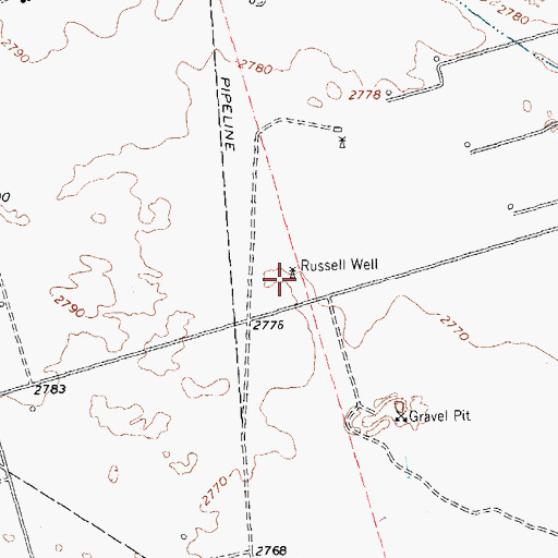 Topographic Map of Russell Well, TX
