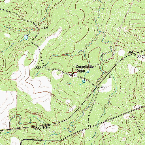 Topographic Map of Russellville Camp, TX