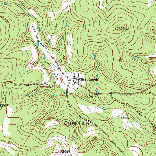 Topographic Map of Rust Ranch, TX
