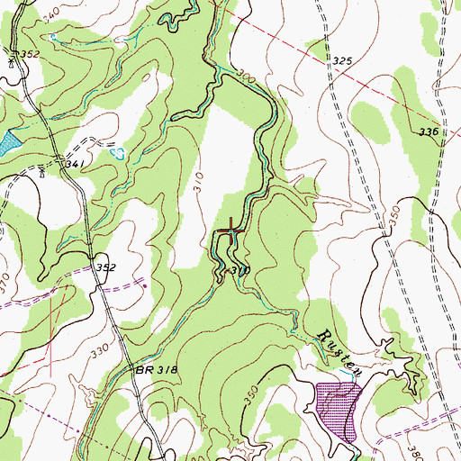 Topographic Map of Rusten Branch, TX