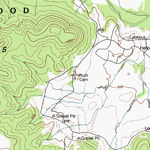 Topographic Map of Ruth Cemetery, TX