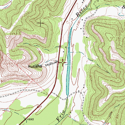 Topographic Map of Rutland Hollow, TX