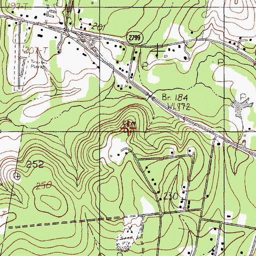 Topographic Map of Ryalis Cemetery, TX